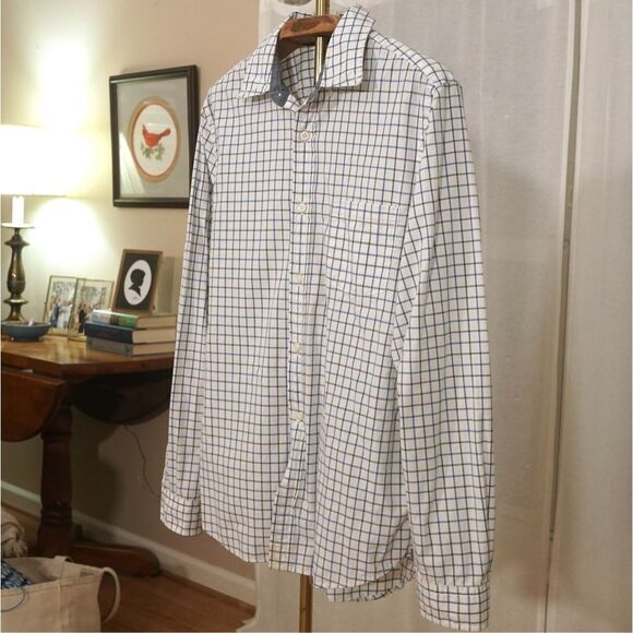 Gap White Blue Square Check Button Down Shirt - Picture 4 of 6